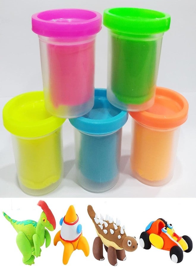 FRATELLI Play with Dough Fun with Dough Clay 5 Pcs, Modeling-Reusable Non-Toxic Air Dry Clay, DIY Craft Activity, BIS Approved (Creative Clay 50GRMS - 5 TUB) - Image 1